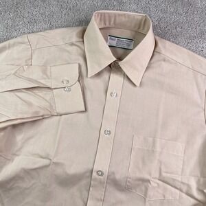 Vintage Sears Shirt Mens 15 32 Tan Perma Prest Regular Cut Long Sleeve 80s